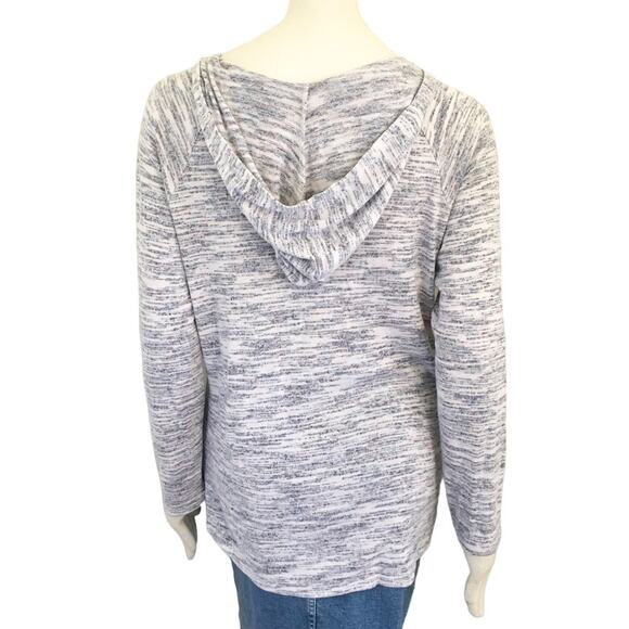 DRESSBARN Lightweight V-neck Pullover Hoodie Sweater in Space dye SZ M - Picture 7 of 11